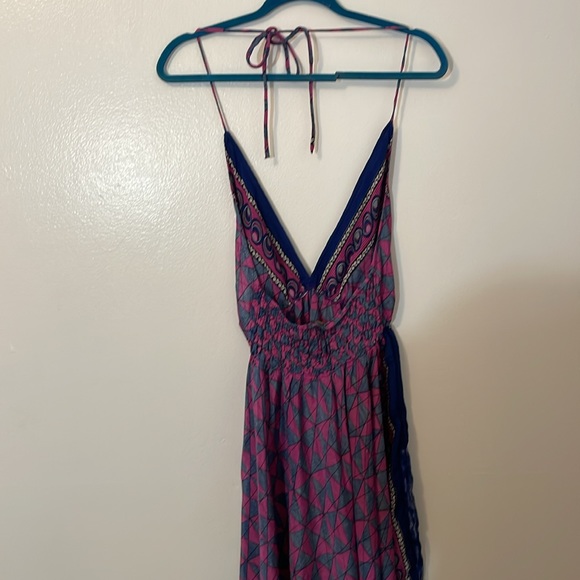 Contro corrente boho dress open back, spaghetti straps, elastic back, waist pink - Picture 5 of 10
